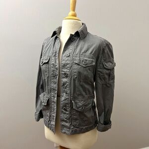 J Crew Classic Twill Chino Field Jacket With Cargo Pockets In Gray Sz XS